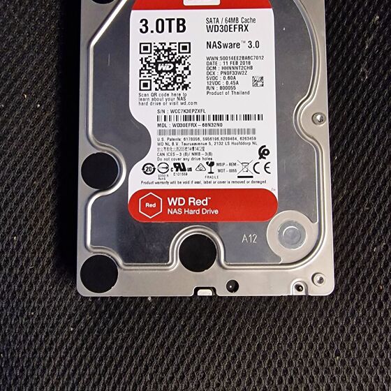 WD Red WD30EFRX 3.0TB HDD HHNNNT2CHB WESTERN DIGITAL