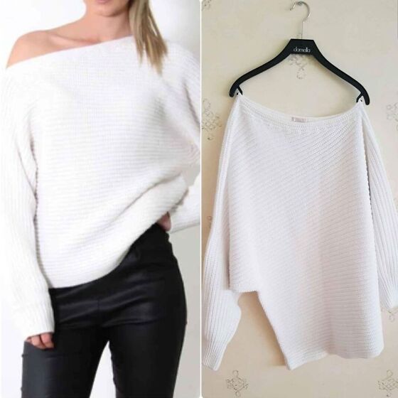 White one side off shoulder sweater. 200863954 Osta.ee