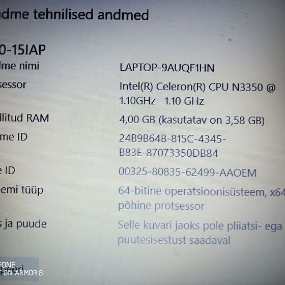 Lenovo V110-15IAP, vähe kasutatud. (203583071) - Osta.ee
