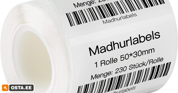 50 mm x 30 mm valged termosildid, 230 silti rullis (242109662) - Osta.ee