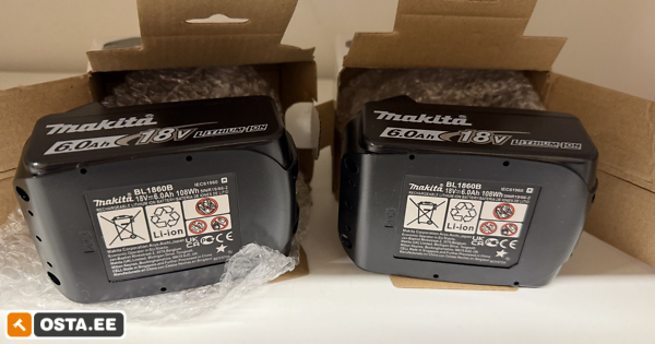 Akud BL1860B 18V 6Ah UUED 2tk /Makita 18V akuseadmetele (243971454) - Osta.ee