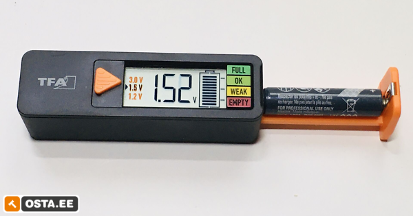 Patareitester 1,2V / 1,5V / 3V / 9V , uus (238109737) - Osta.ee