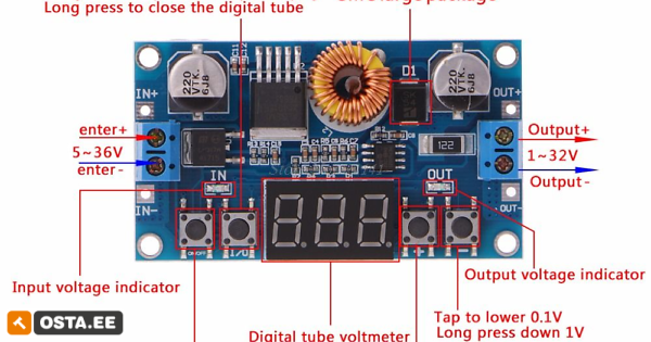 5A 75W DC-DC Step Down Buck Converter xy-5ask 8QQ0302 (137120435) - Osta.ee