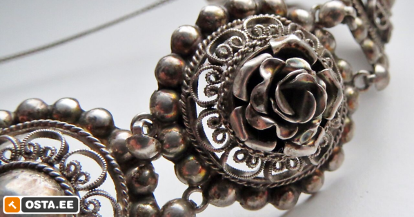 Naiste käekett vanaaegne käekett 830 hõbe. Roosimotiiv (241736038) - Osta.ee