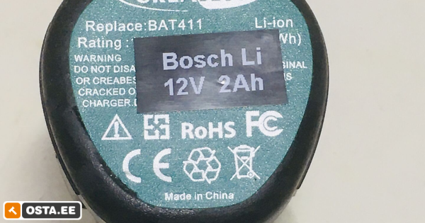 Aku Bosch 12V 2Ah LiIon PBA , asendusaku , uus (226092902) - Osta.ee